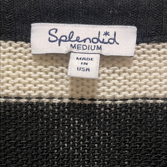 Splendid Black and Cream Striped Sweater Top - Picture 2 of 6